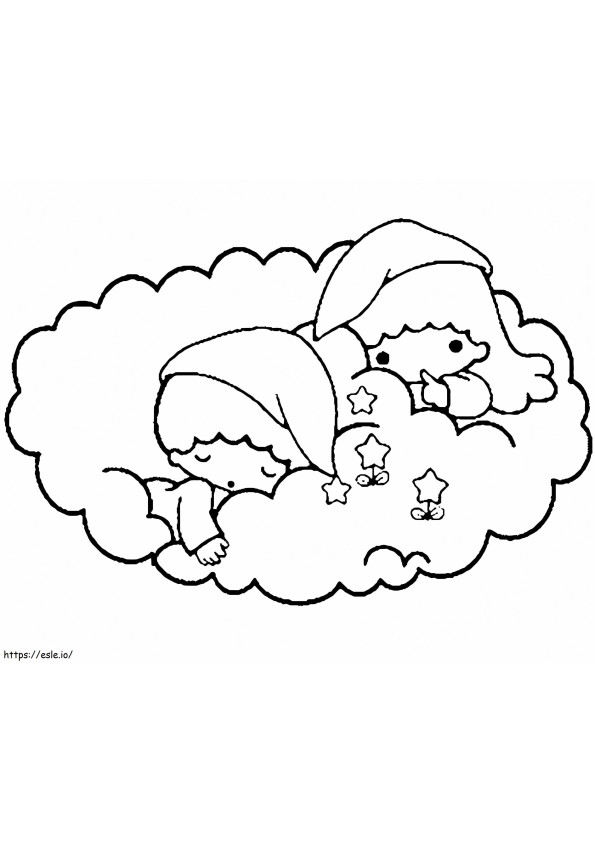 Little Twin Stars Sleeping coloring page