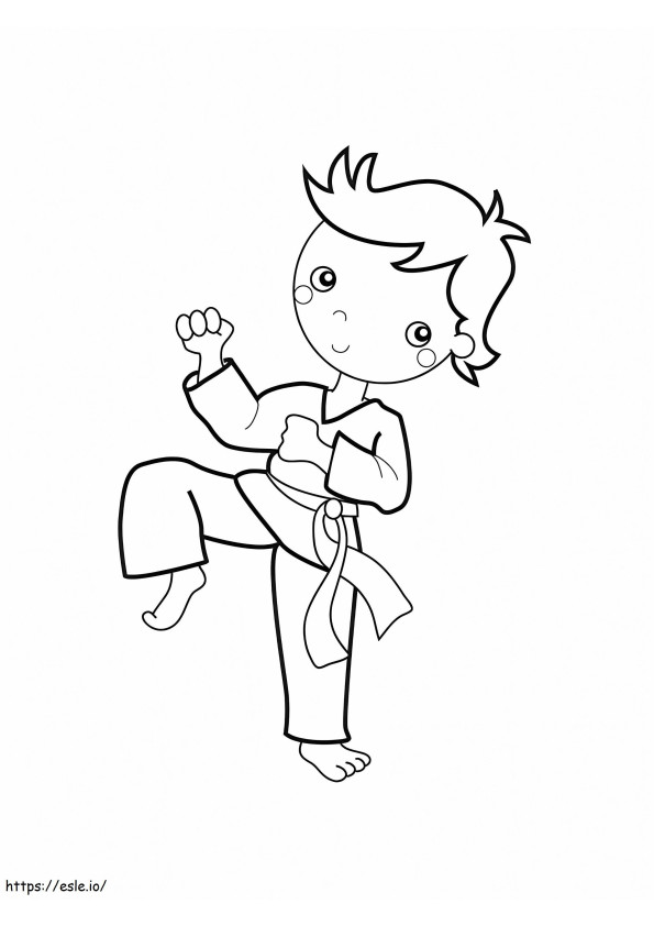 Cute Karate Boy coloring page