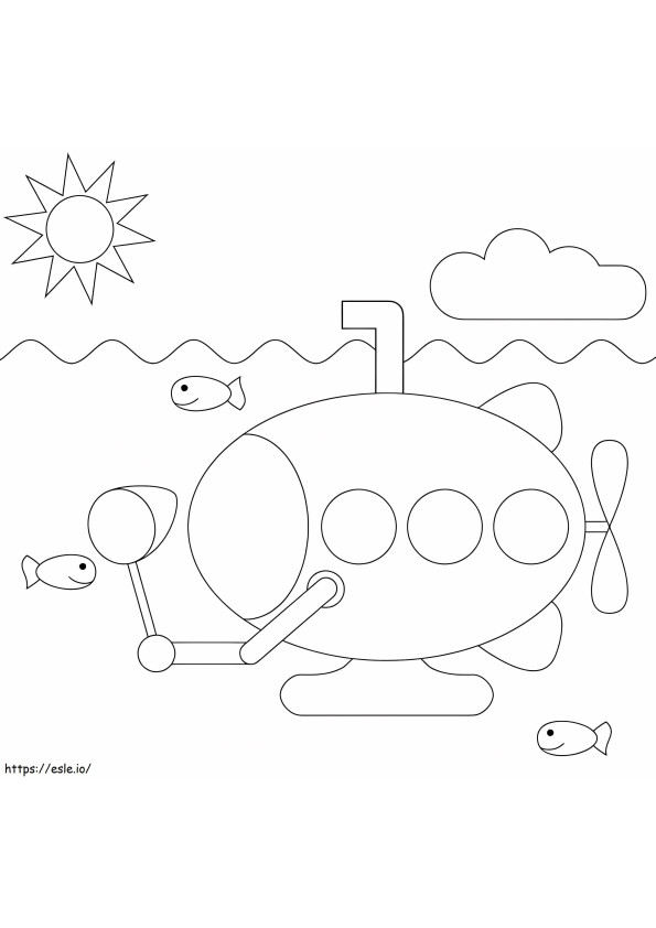 Łatwa łódź podwodna dla dzieci kolorowanka
