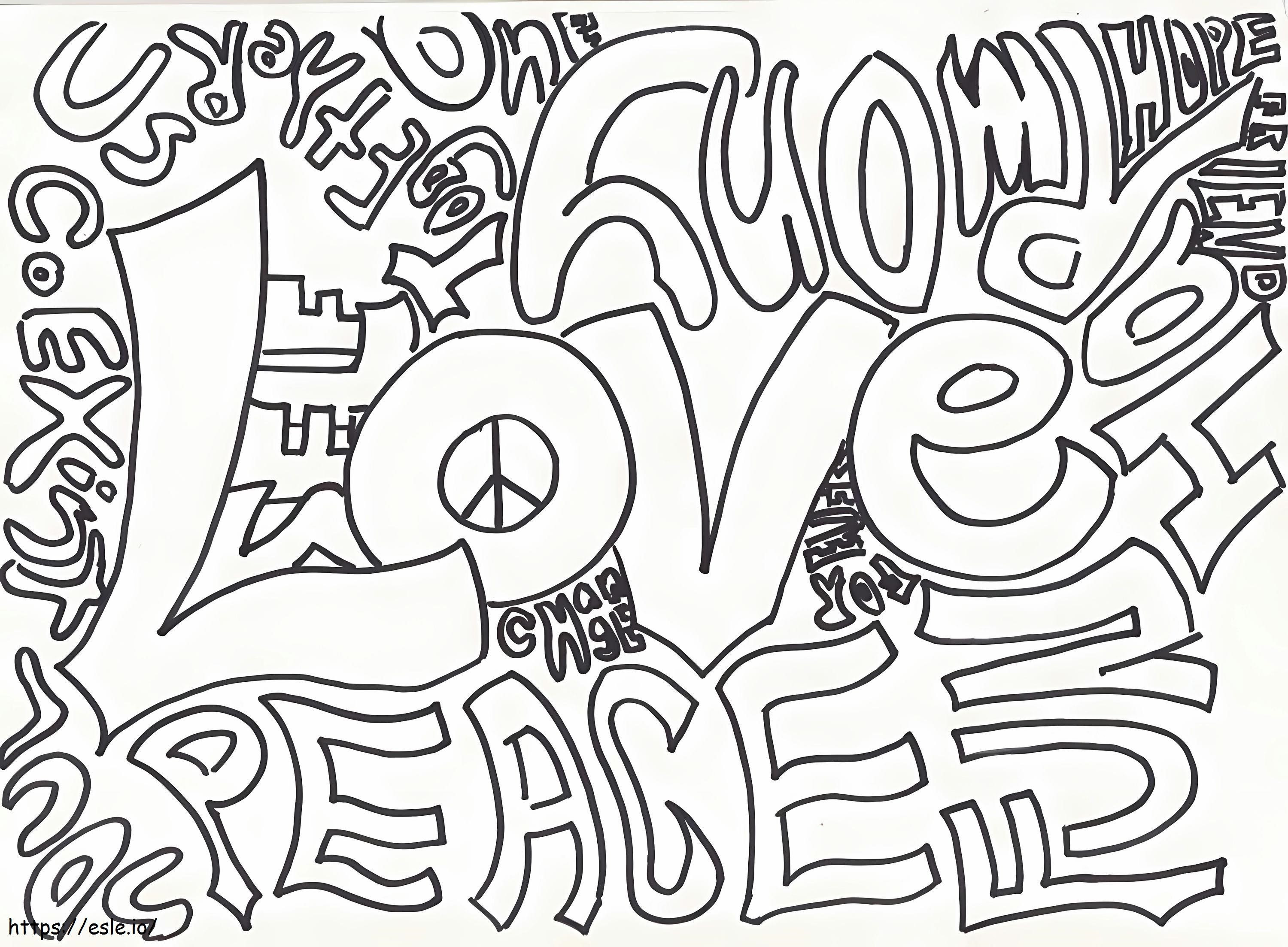 Rakkaus ja rauha värityskuva