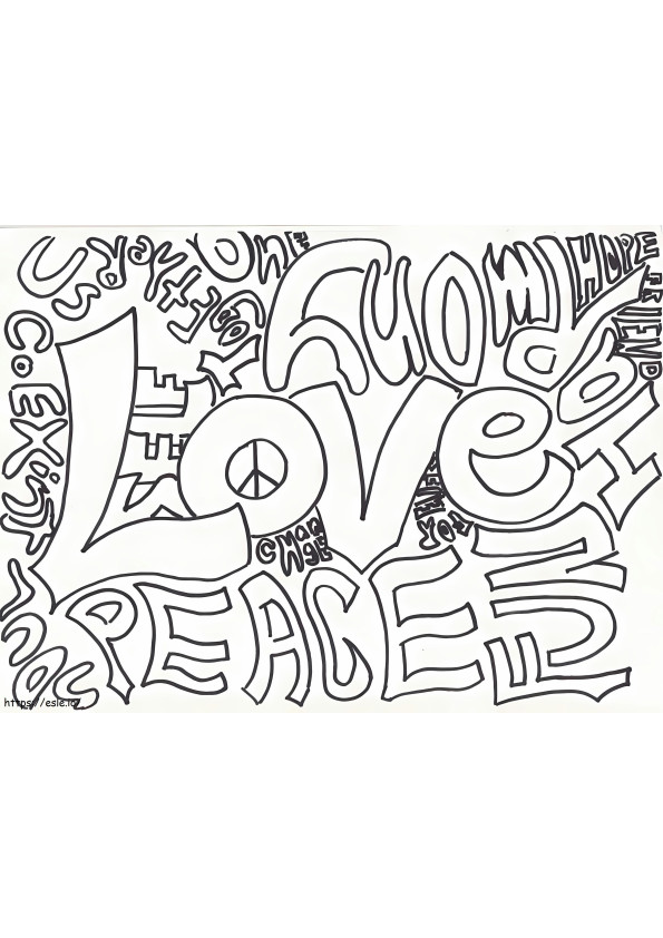 Liefde en vrede kleurplaat