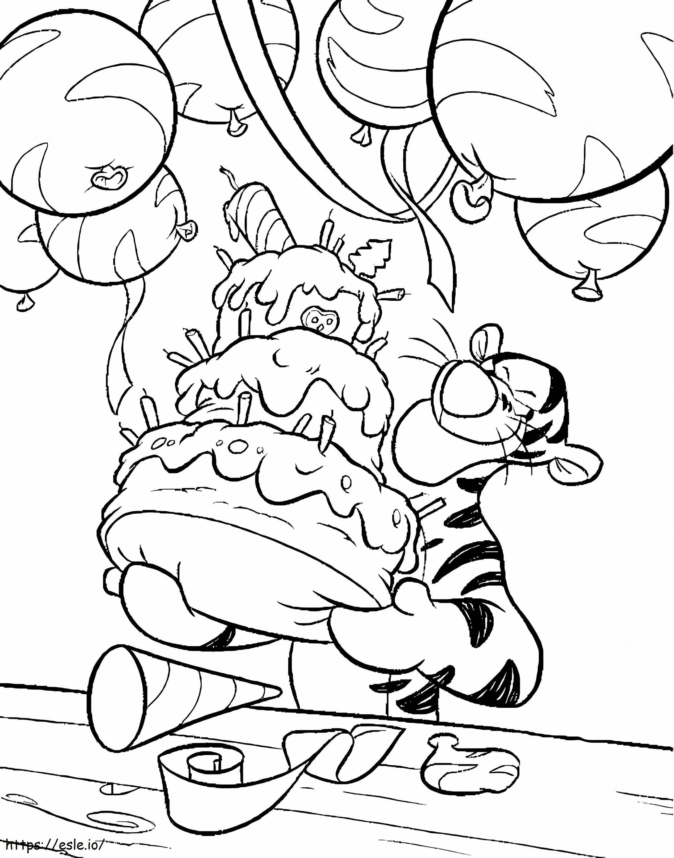Tigger And Birthday Cake coloring page