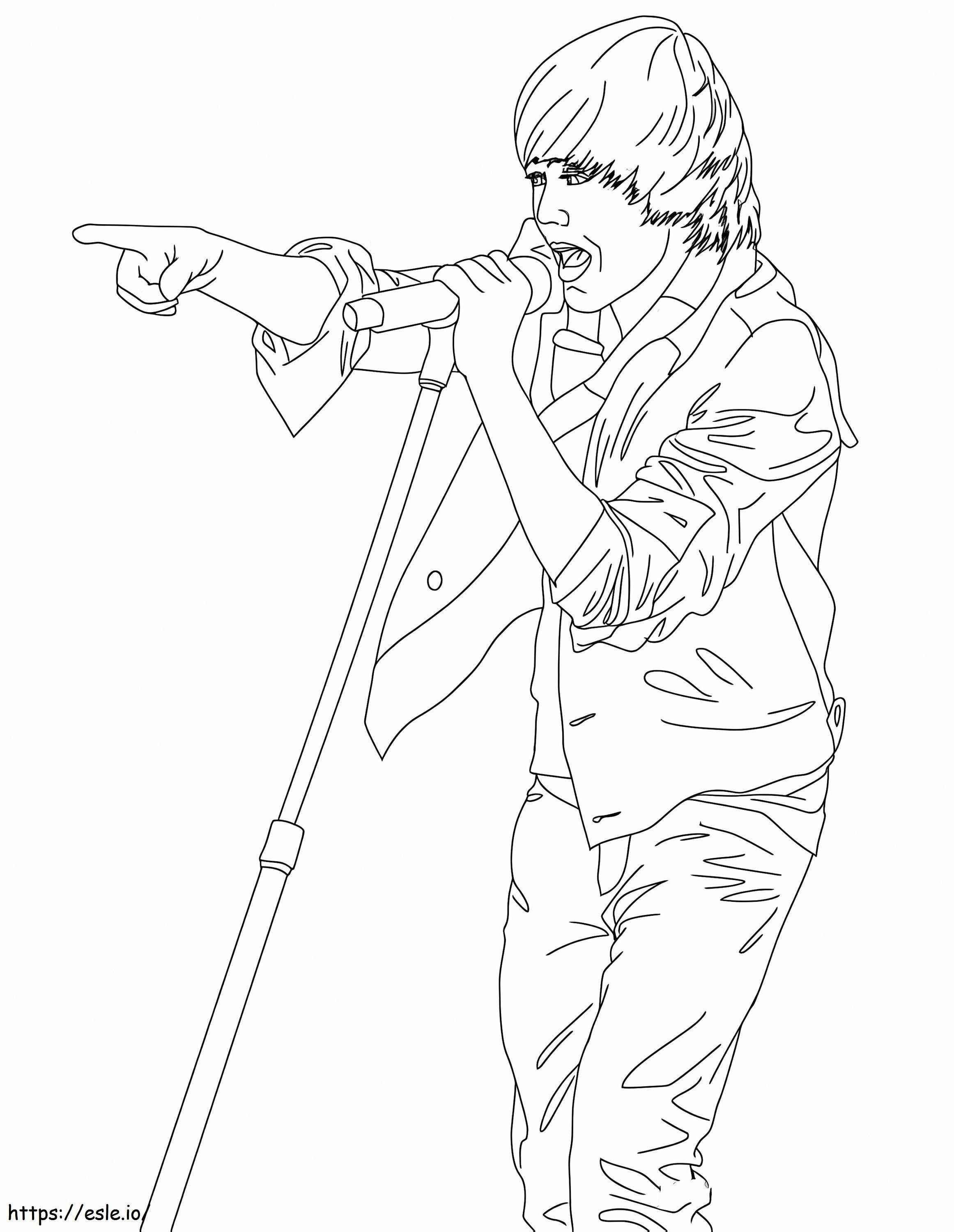 Cute Justin Bieber Singing Coloring Page