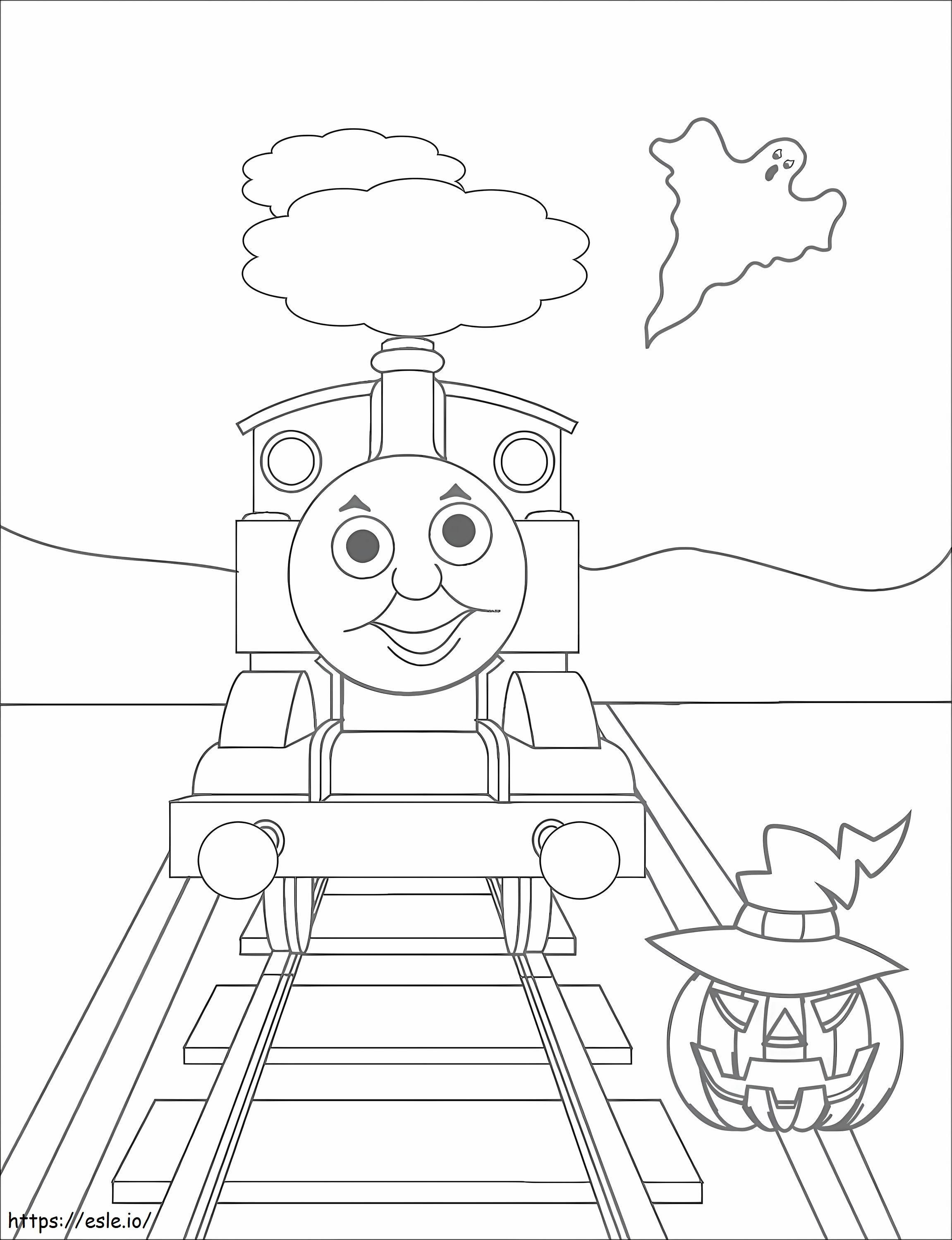 Train With Pumpkin coloring page