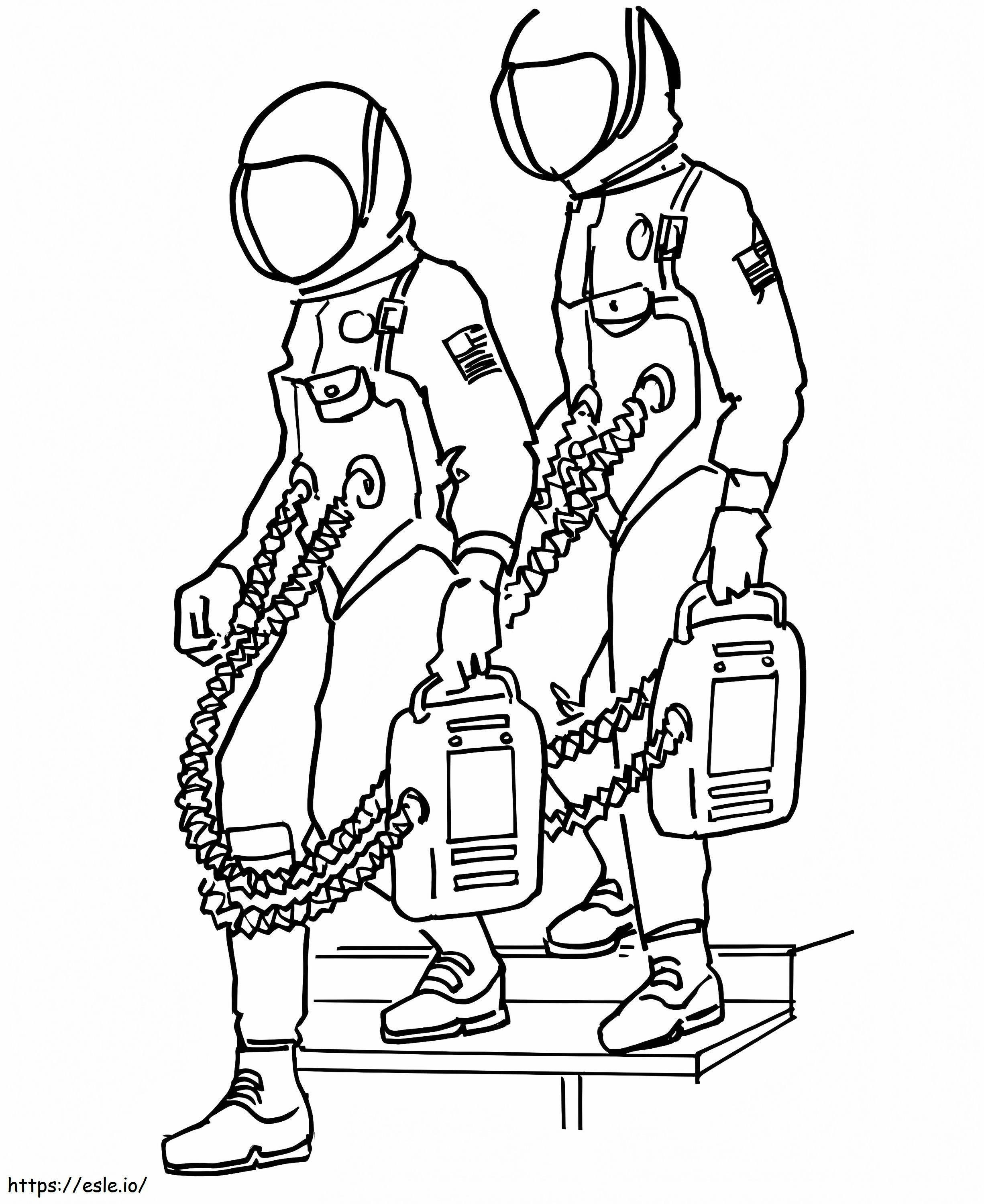 Coloriage Des astronautes à imprimer dessin