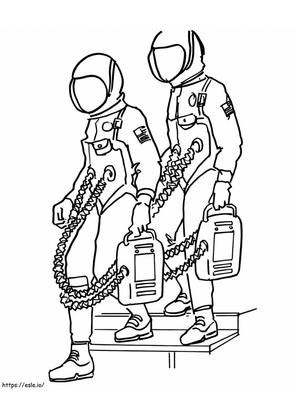 Coloriage Des astronautes à imprimer dessin