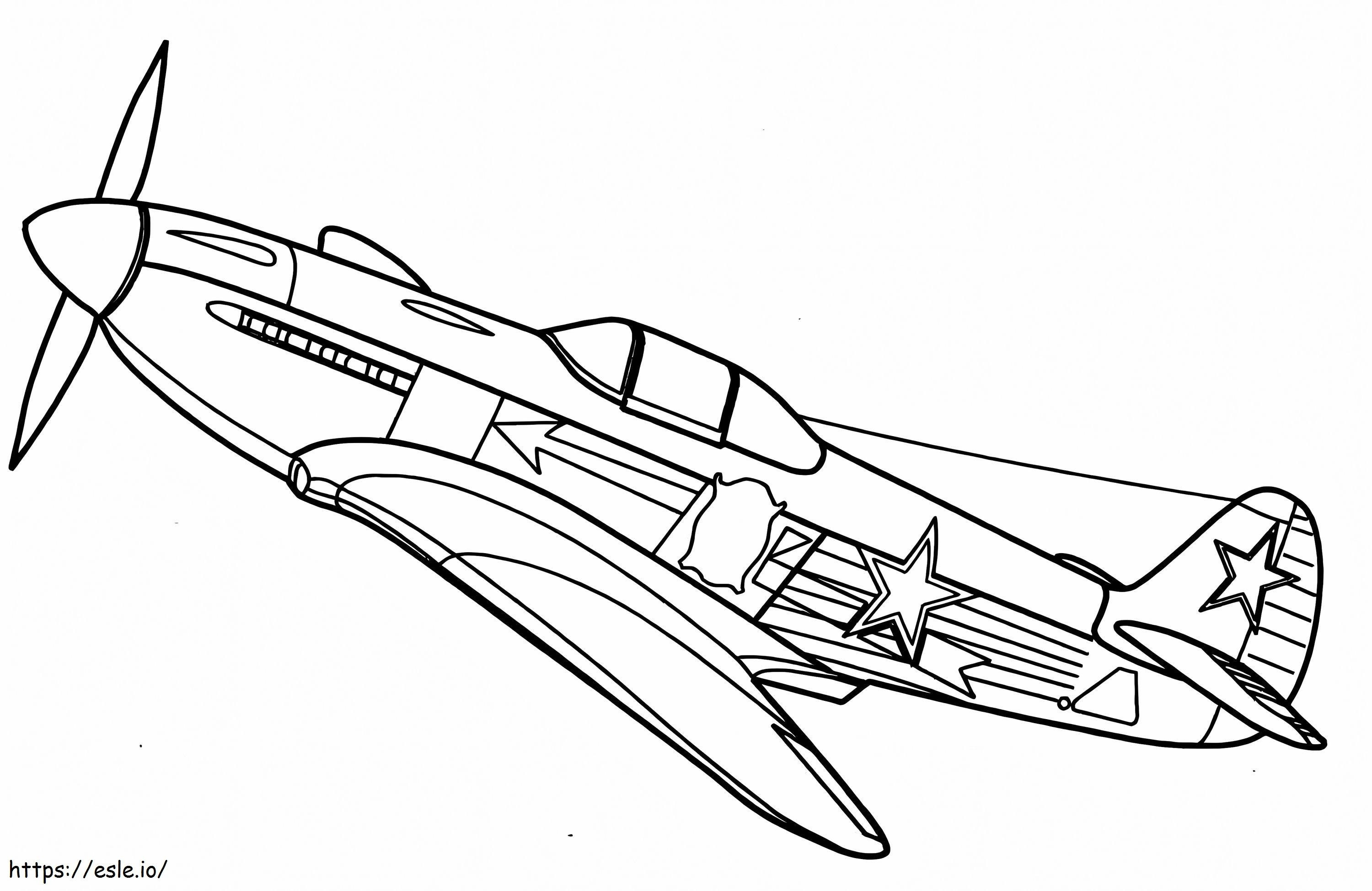 Coloriage Avion de chasse Yakovlev Yak 3 à imprimer dessin