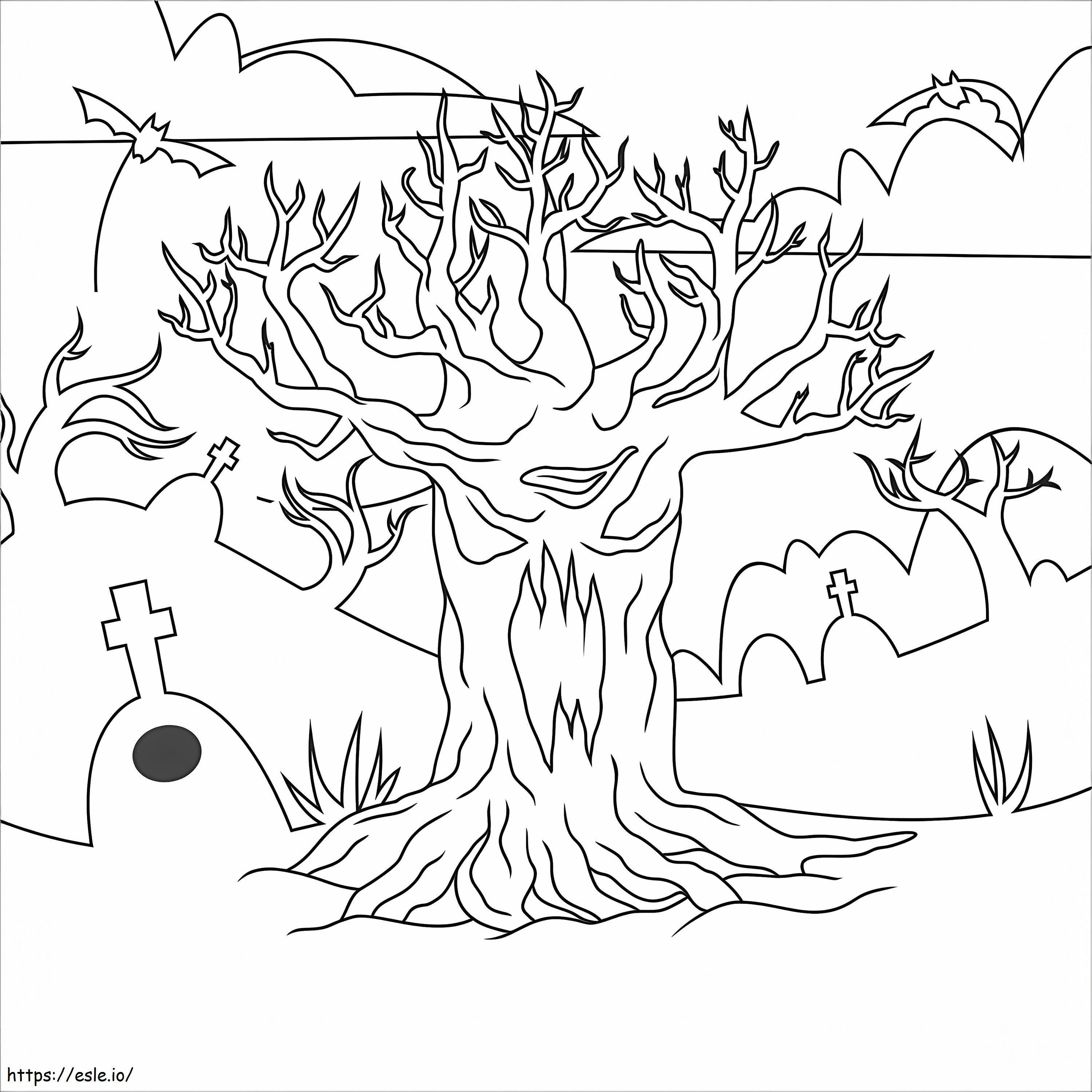 Evil Spooky Tree coloring page