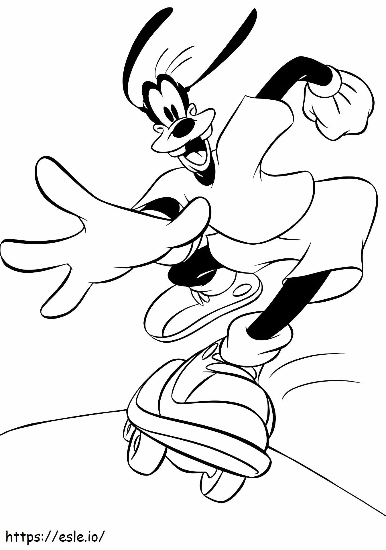 Goofy Rollerblading A4 Coloring Page