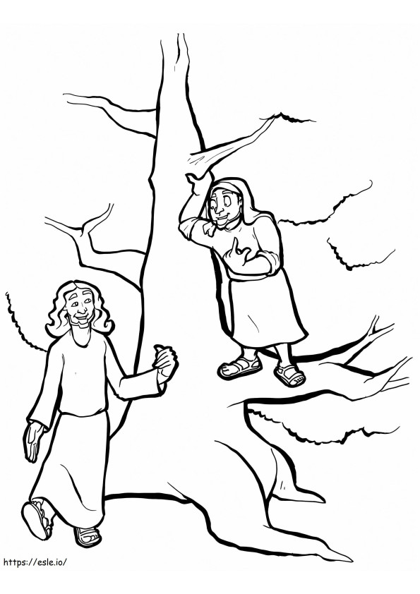 Coloriage Jésus et Zachée 2 à imprimer dessin