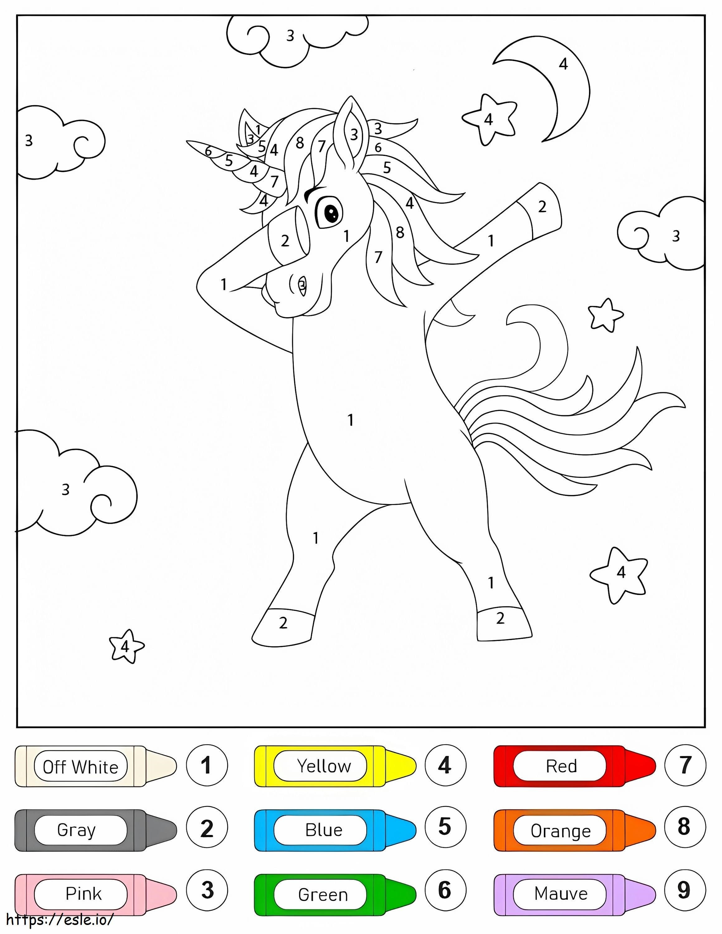 Colorear por Números un Unicornio Bailando para colorear