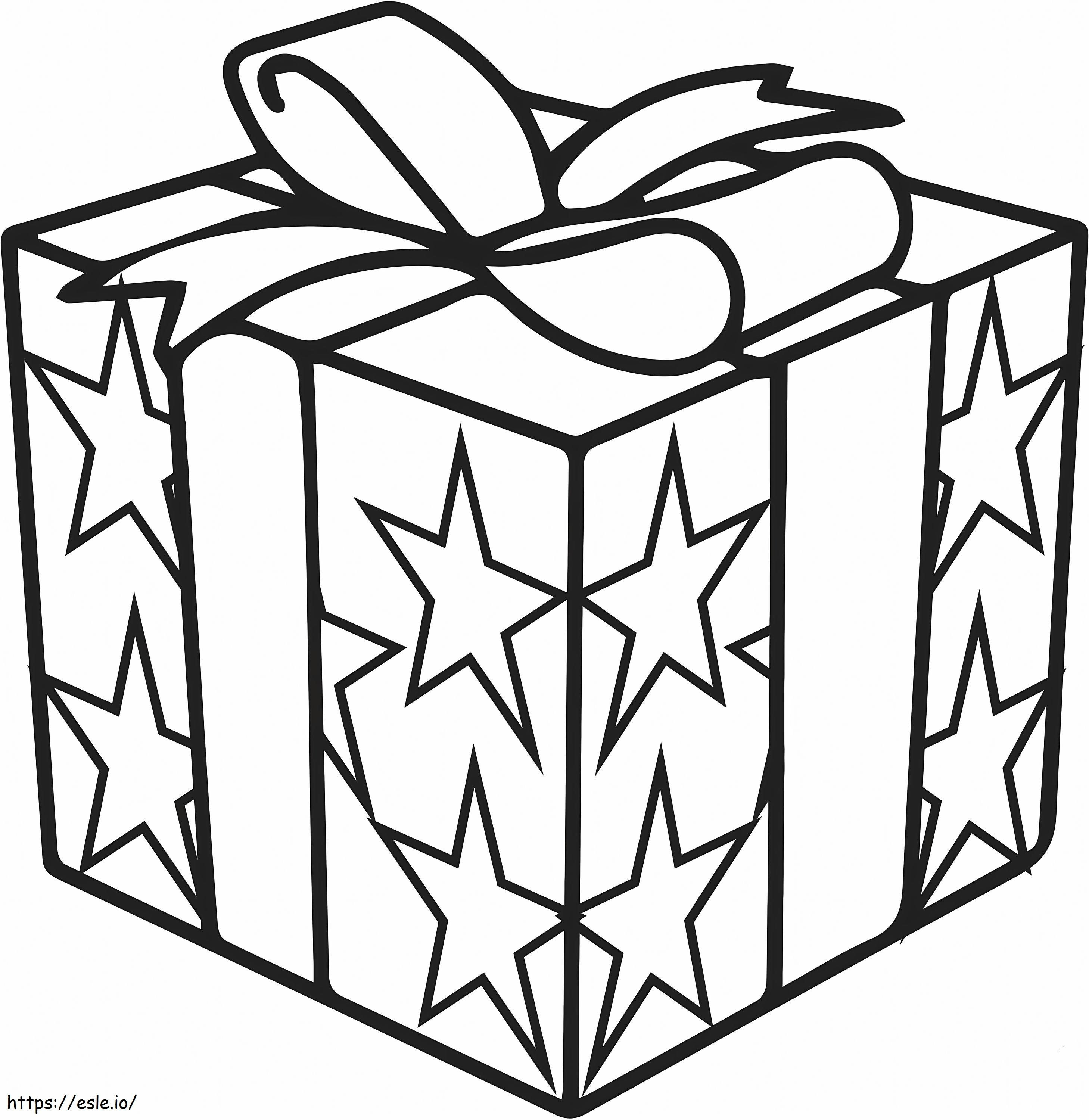 Caixa de presente de Natal com desenho de estrela para colorir