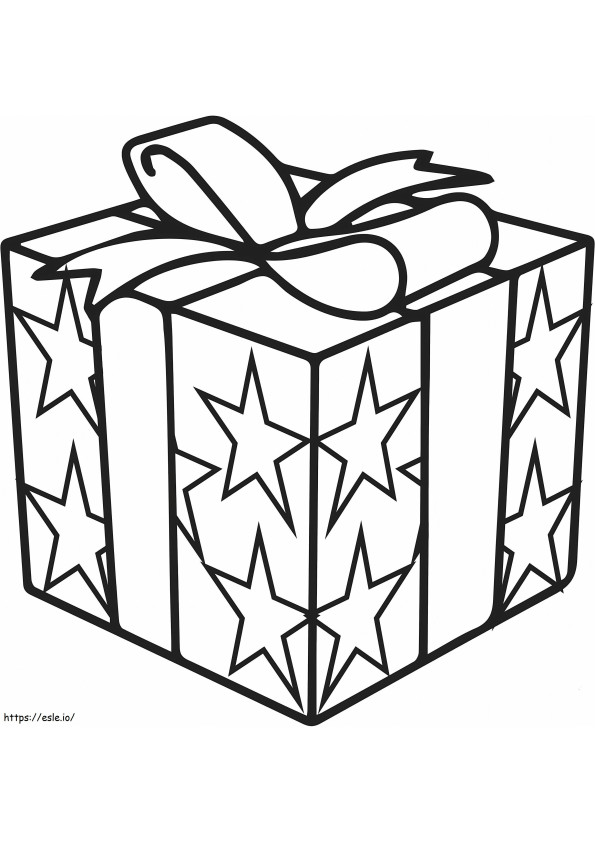 Caixa de presente de Natal com desenho de estrela para colorir