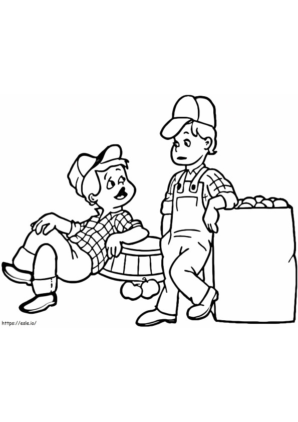 Kids Farmers coloring page