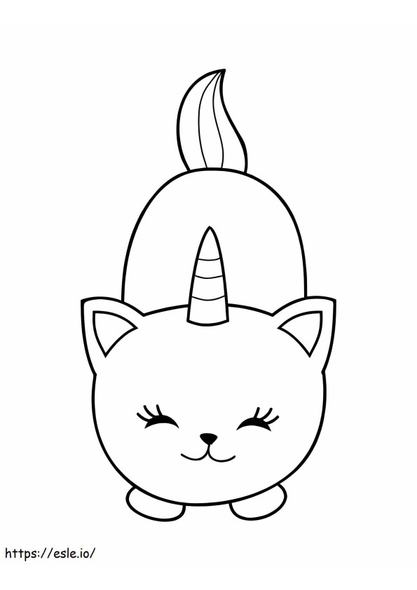 Kawaii uśmiechnięty kot jednorożec kolorowanka