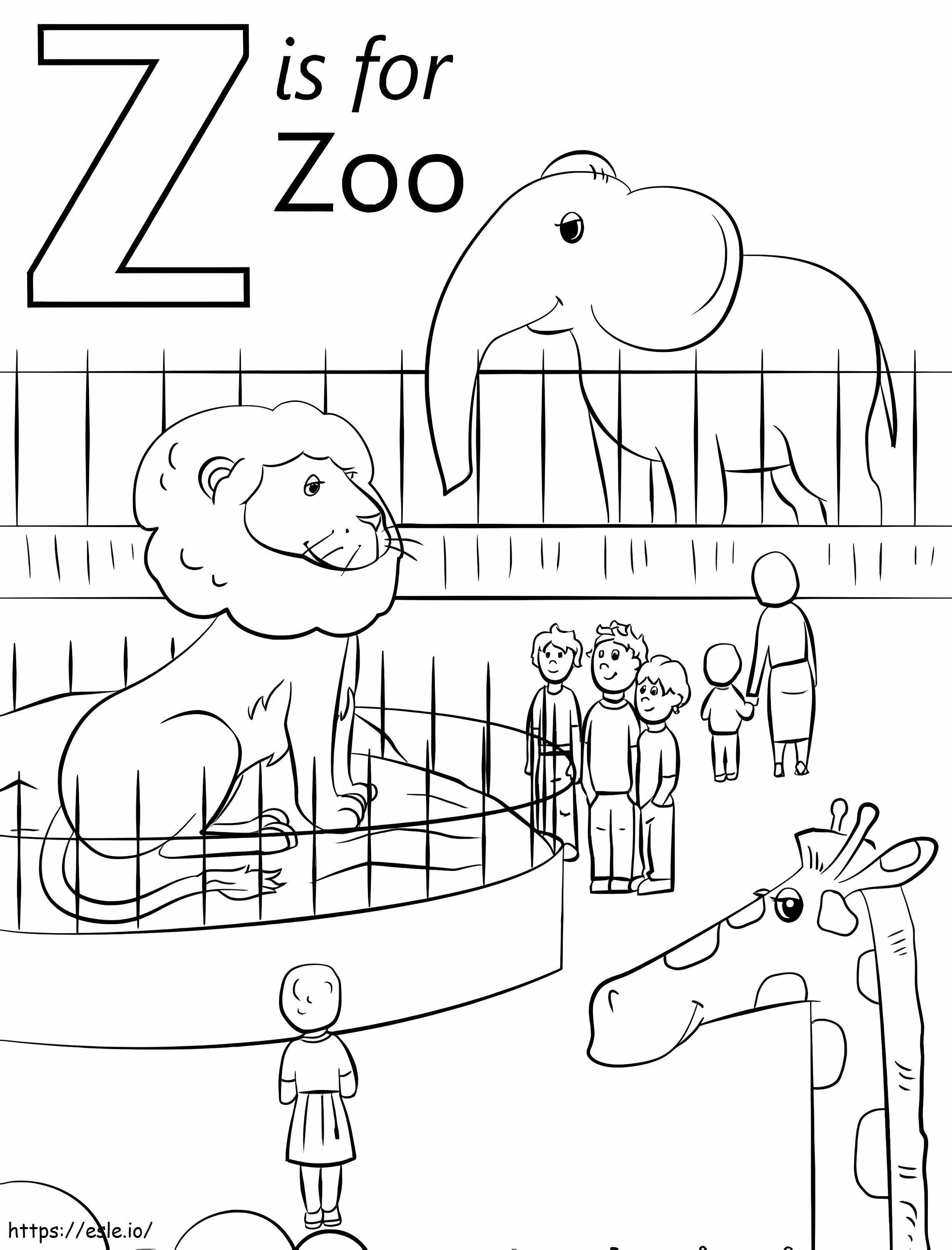 Zoo Letter Z With Park coloring page