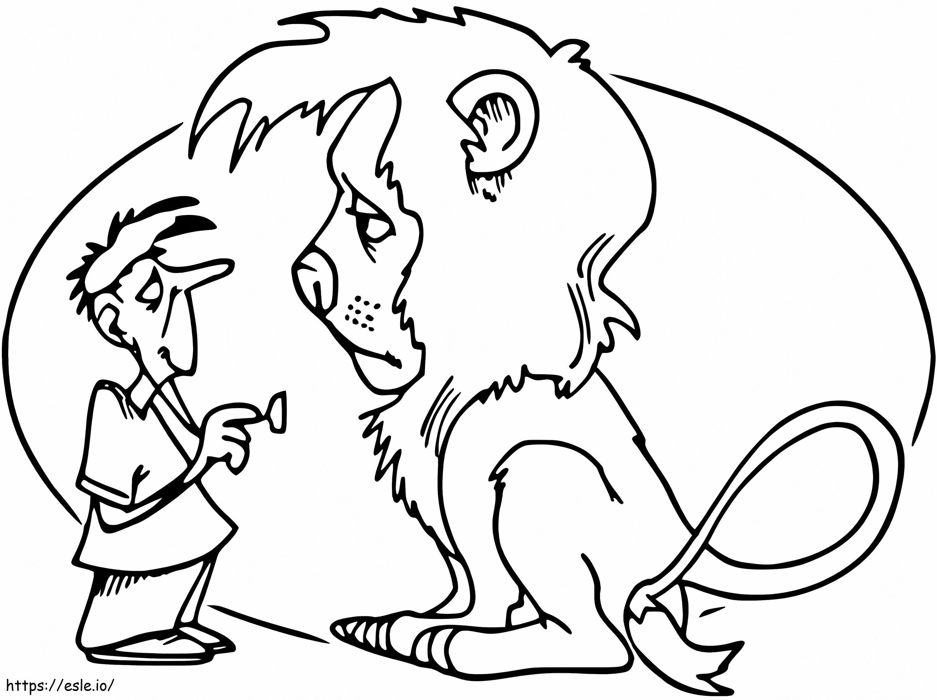 Coloriage Vétérinaire et lion triste à imprimer dessin