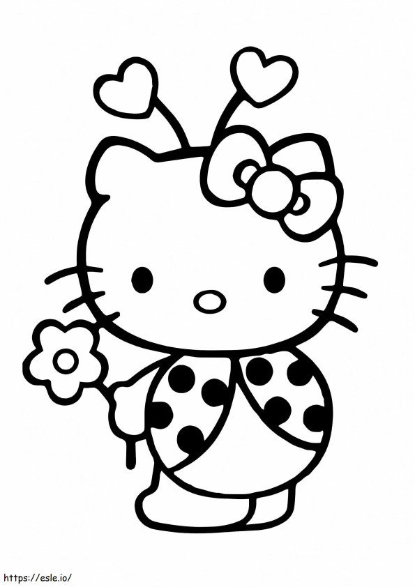 Lieveheersbeestje Hello Kitty kleurplaat