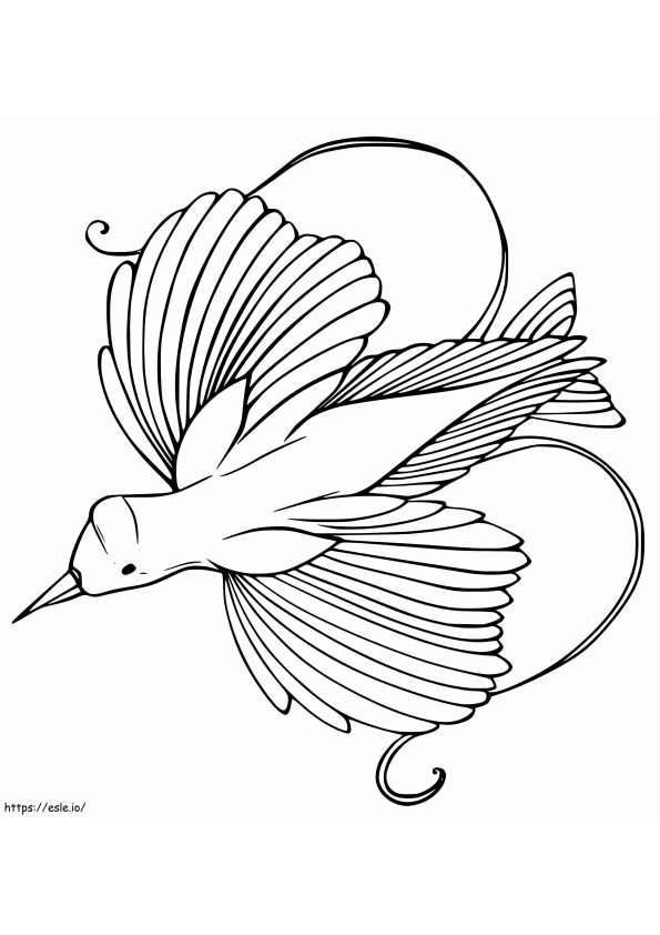 Coloriage Oiseau de paradis volant à imprimer dessin