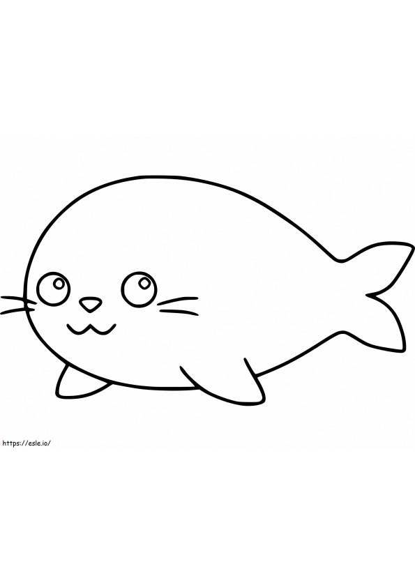 Kawaii Cute Seal coloring page