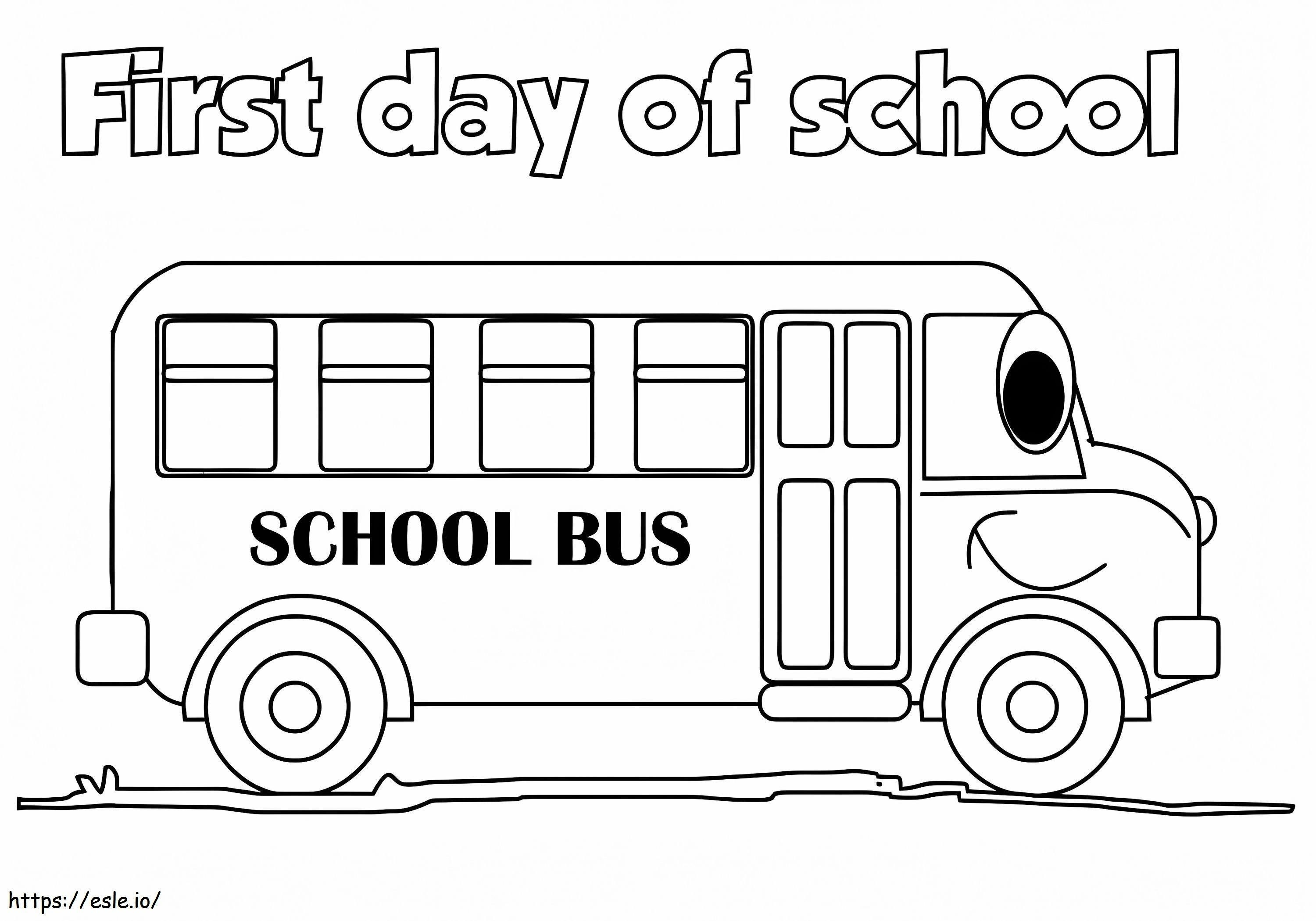 Koulubussi Ensimmäinen koulupäivä värityskuva
