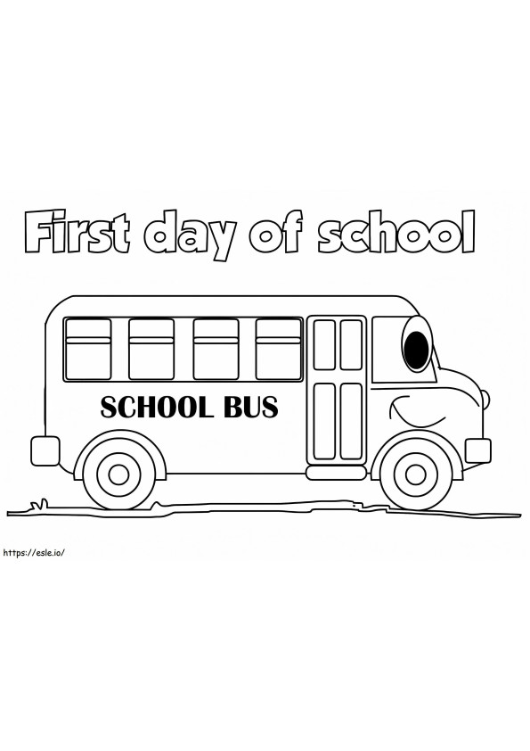 Ônibus escolar primeiro dia de aula para colorir