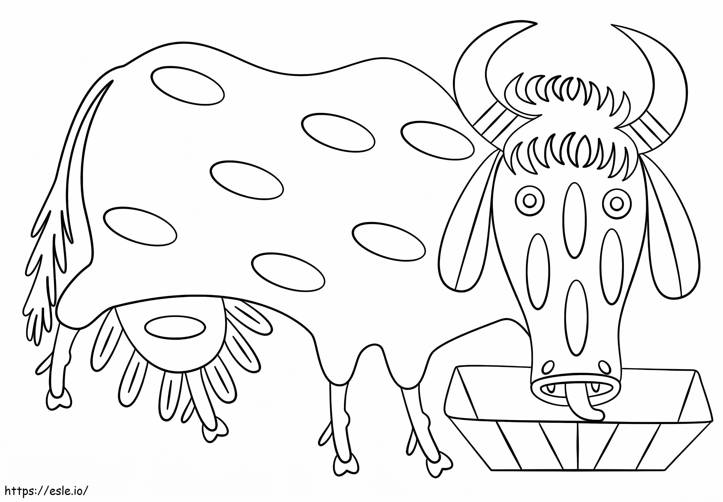 Coloriage Vache par Maria Prymachenko à imprimer dessin