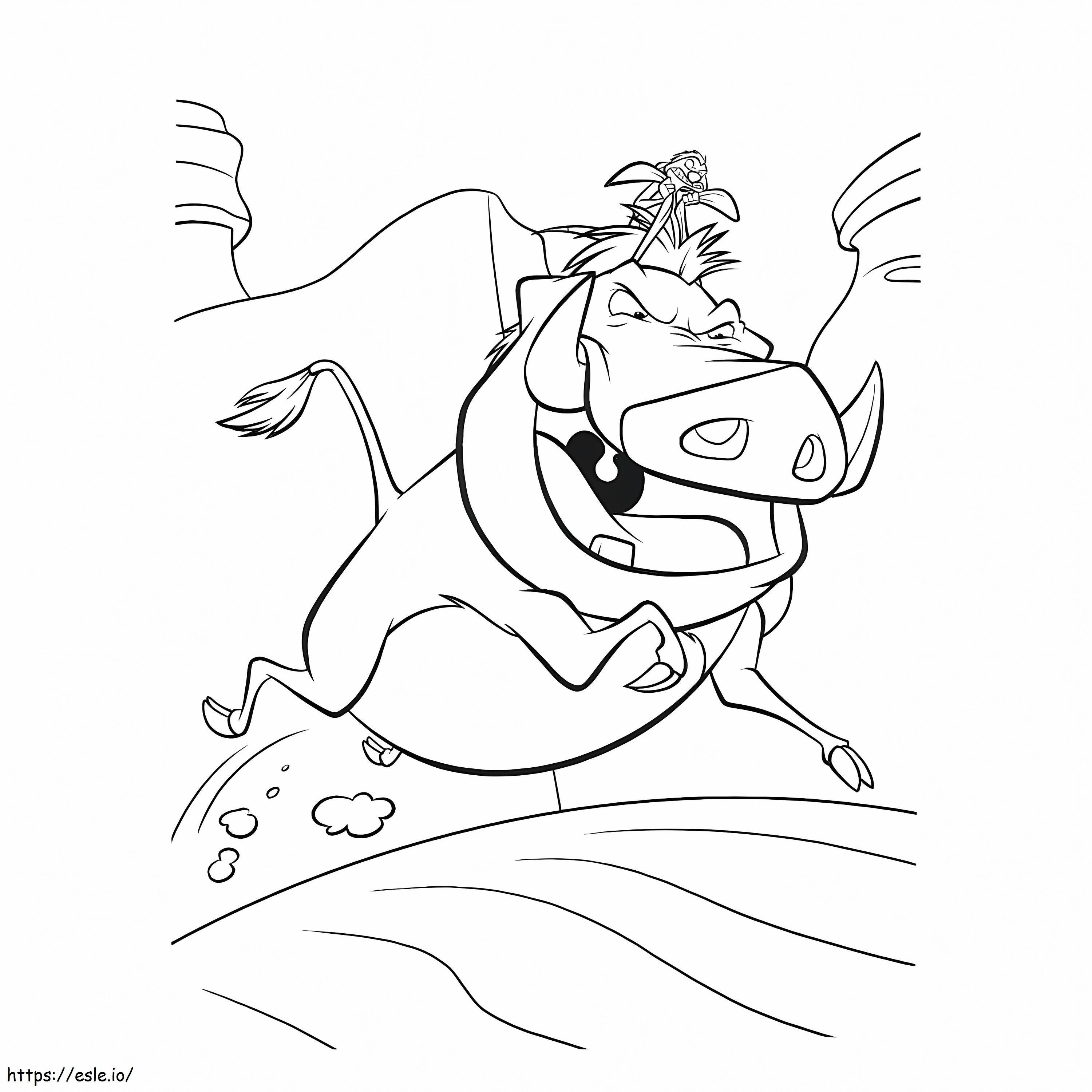 Timon y Pumba corriendo para colorear