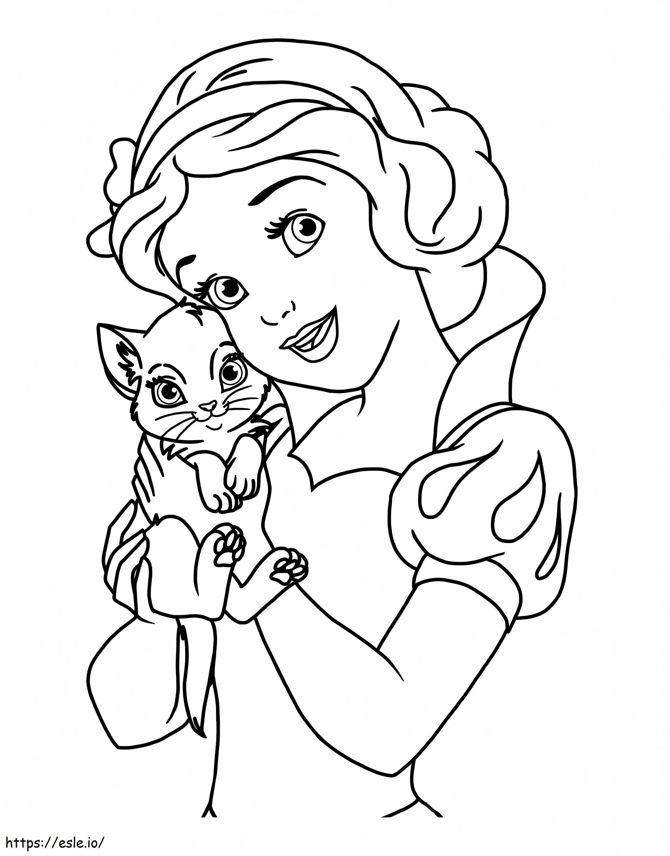 白雪姫の探検猫 ぬりえ - 塗り絵