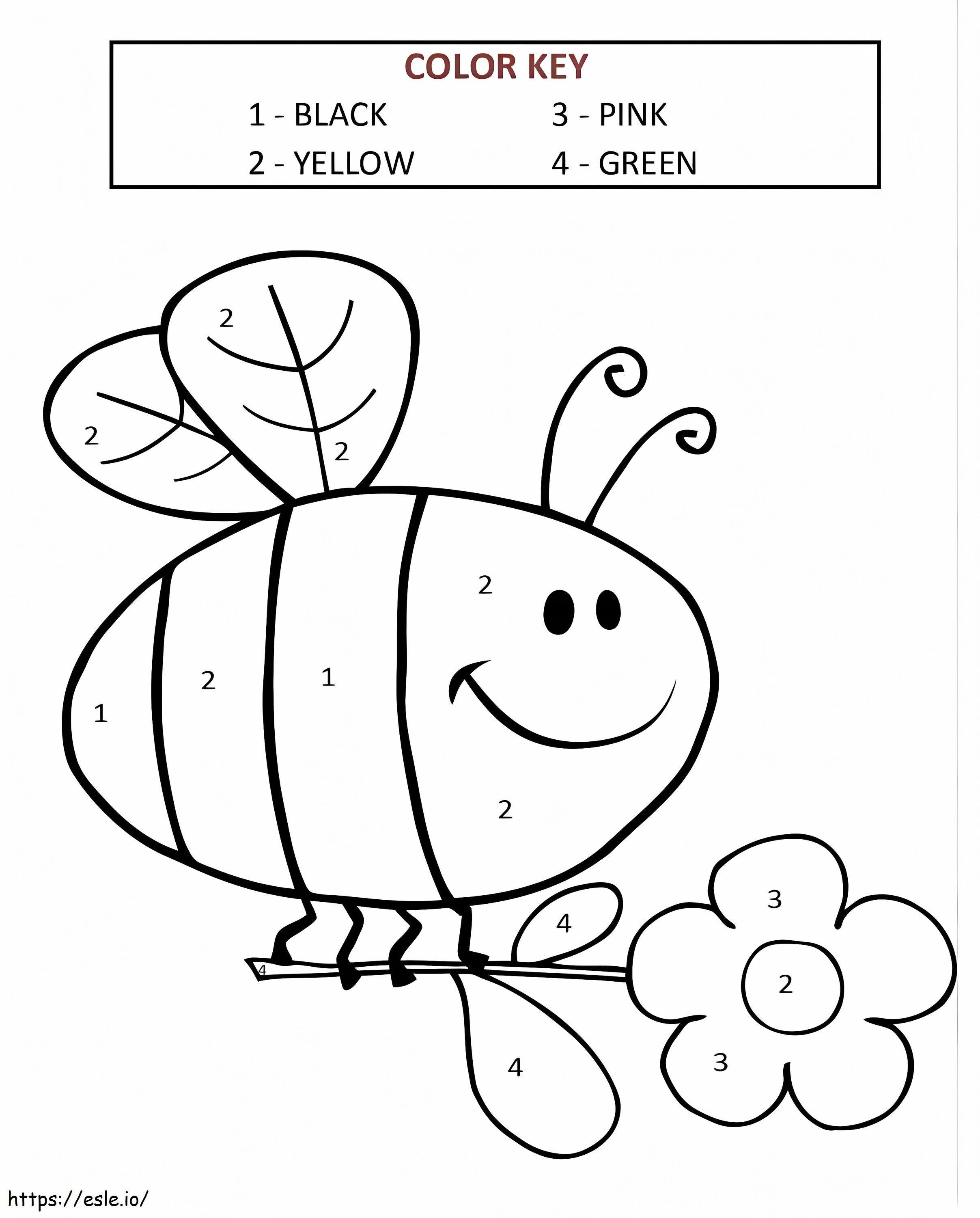 Lebah Lucu Untuk Warna Taman Kanak-kanak Dengan Nomor Gambar Mewarnai