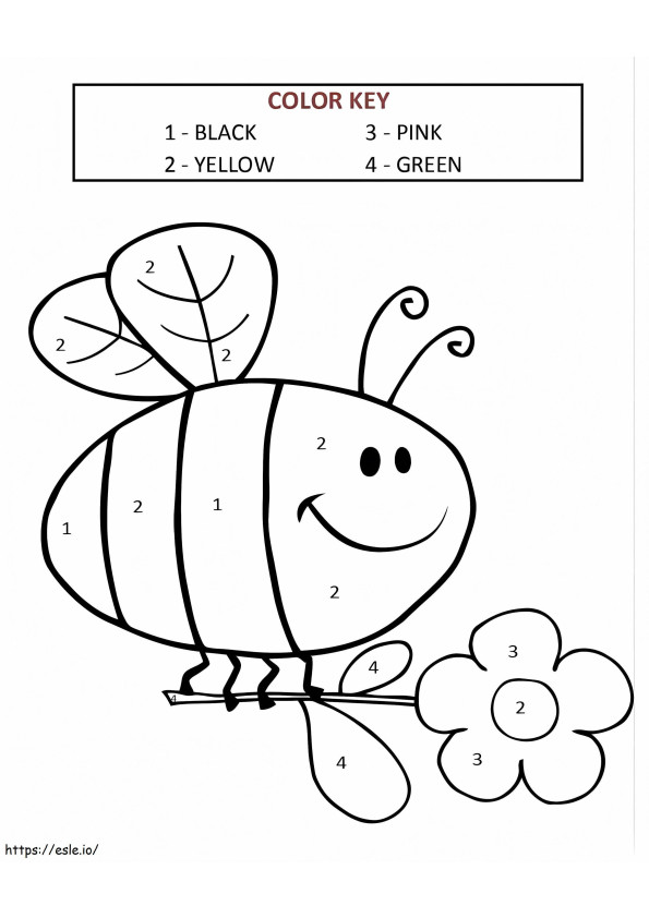 Cute Bee For Kindergarten Color By Number coloring page