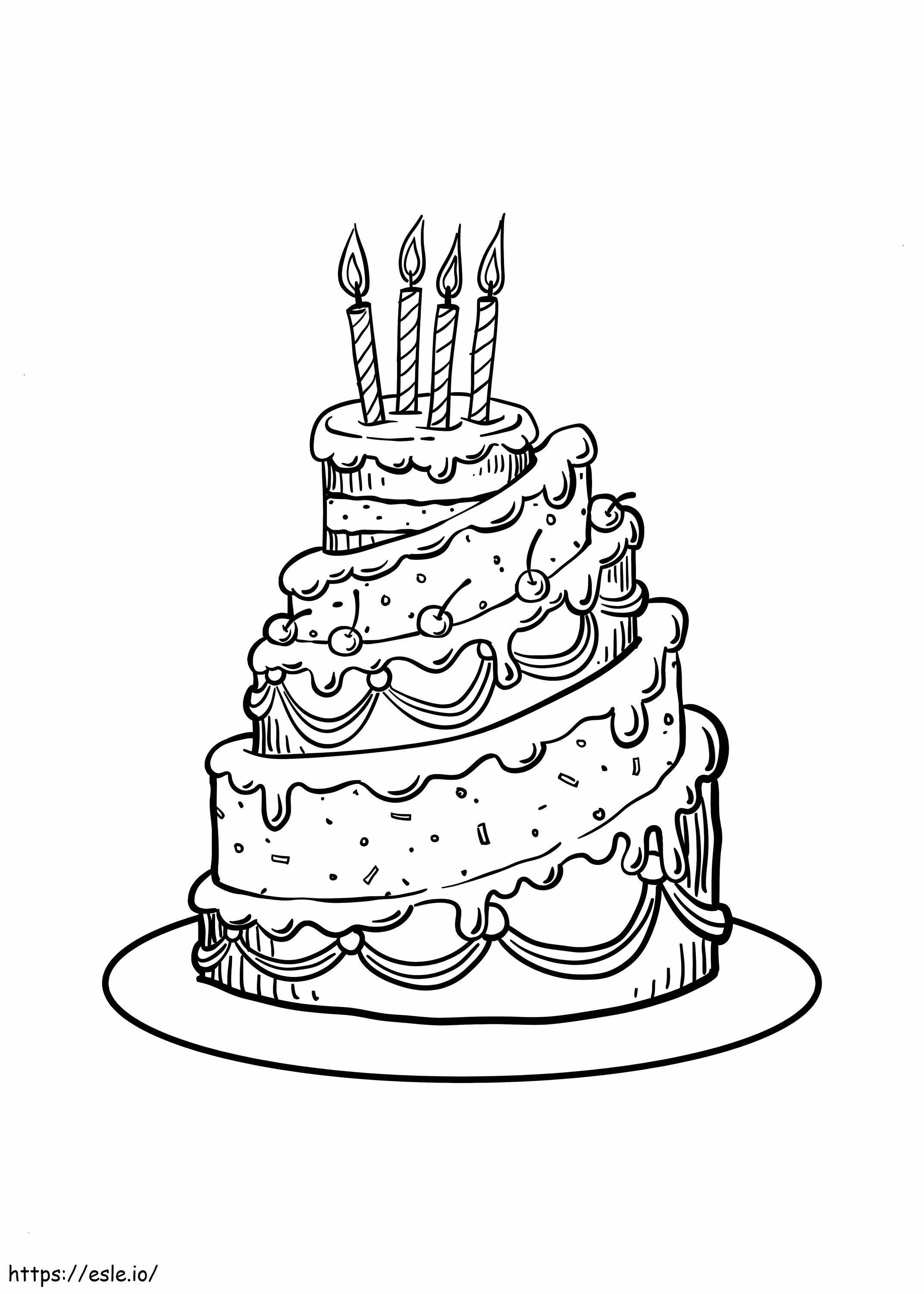 素晴らしい誕生日ケーキ ぬりえ - 塗り絵
