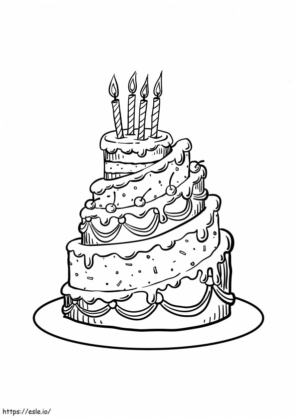 Coloriage Superbe gâteau d'anniversaire à imprimer dessin