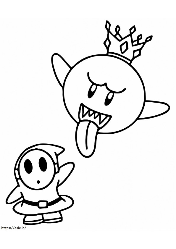 Coloriage Le roi Boo et le timide Mario à imprimer dessin