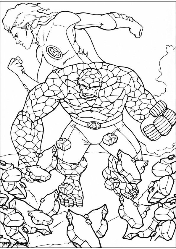 The Thing And Human Torch coloring page