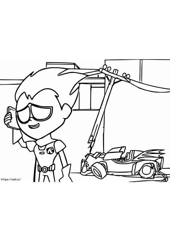 Coloriage 1550477801 Robin de Teen Titans Go On The Road Téléphone parlant à imprimer dessin