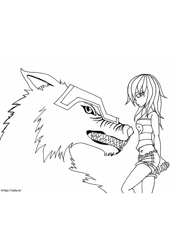 Cool Wolf Girl coloring page