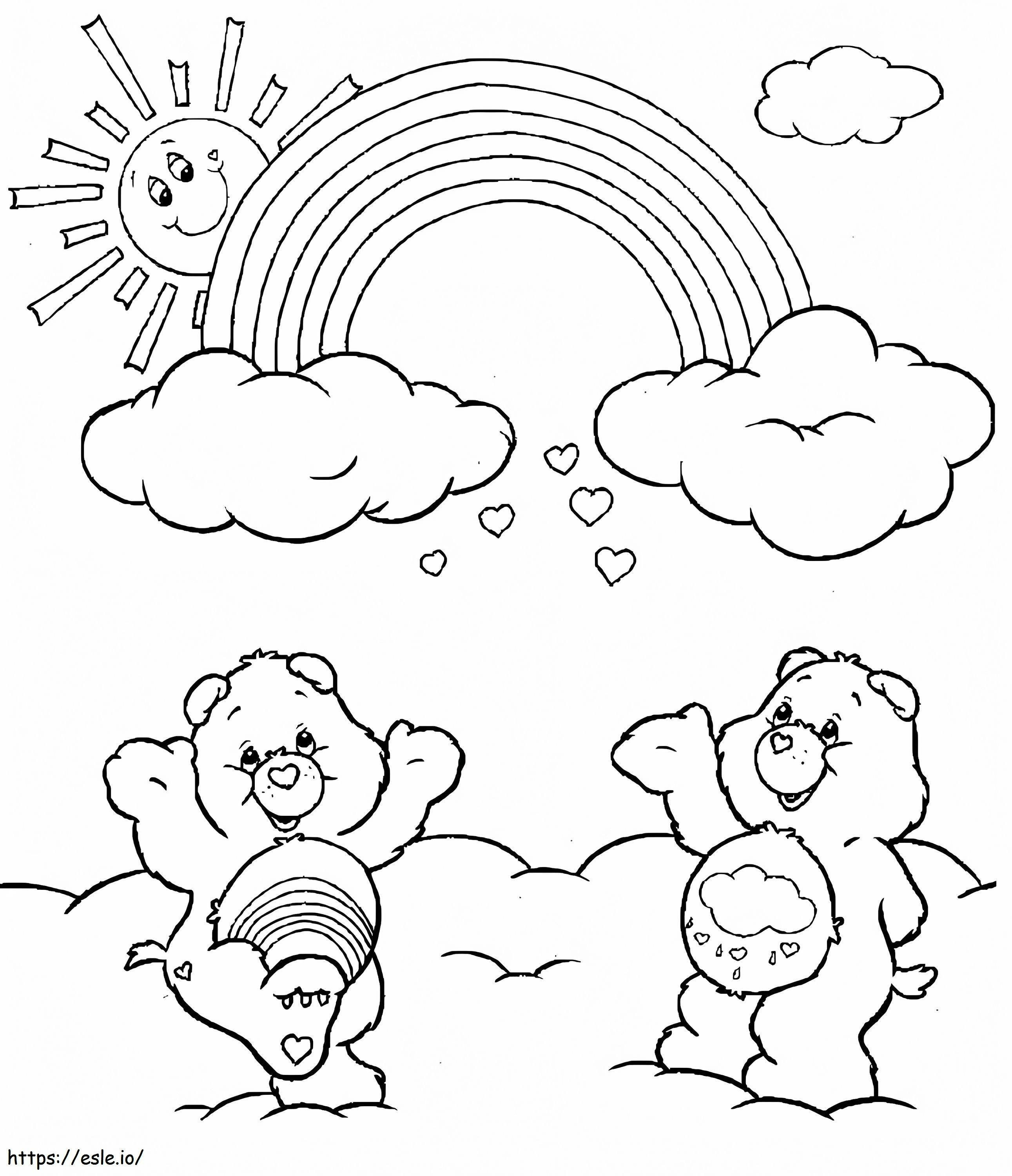 Two Bears And Rainbow coloring page