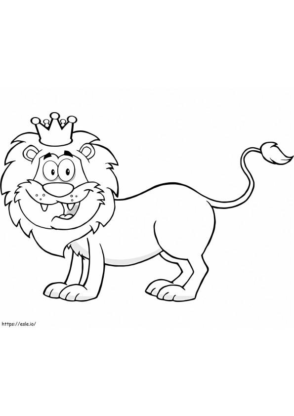 王冠を持つ幸せなライオン ぬりえ - 塗り絵