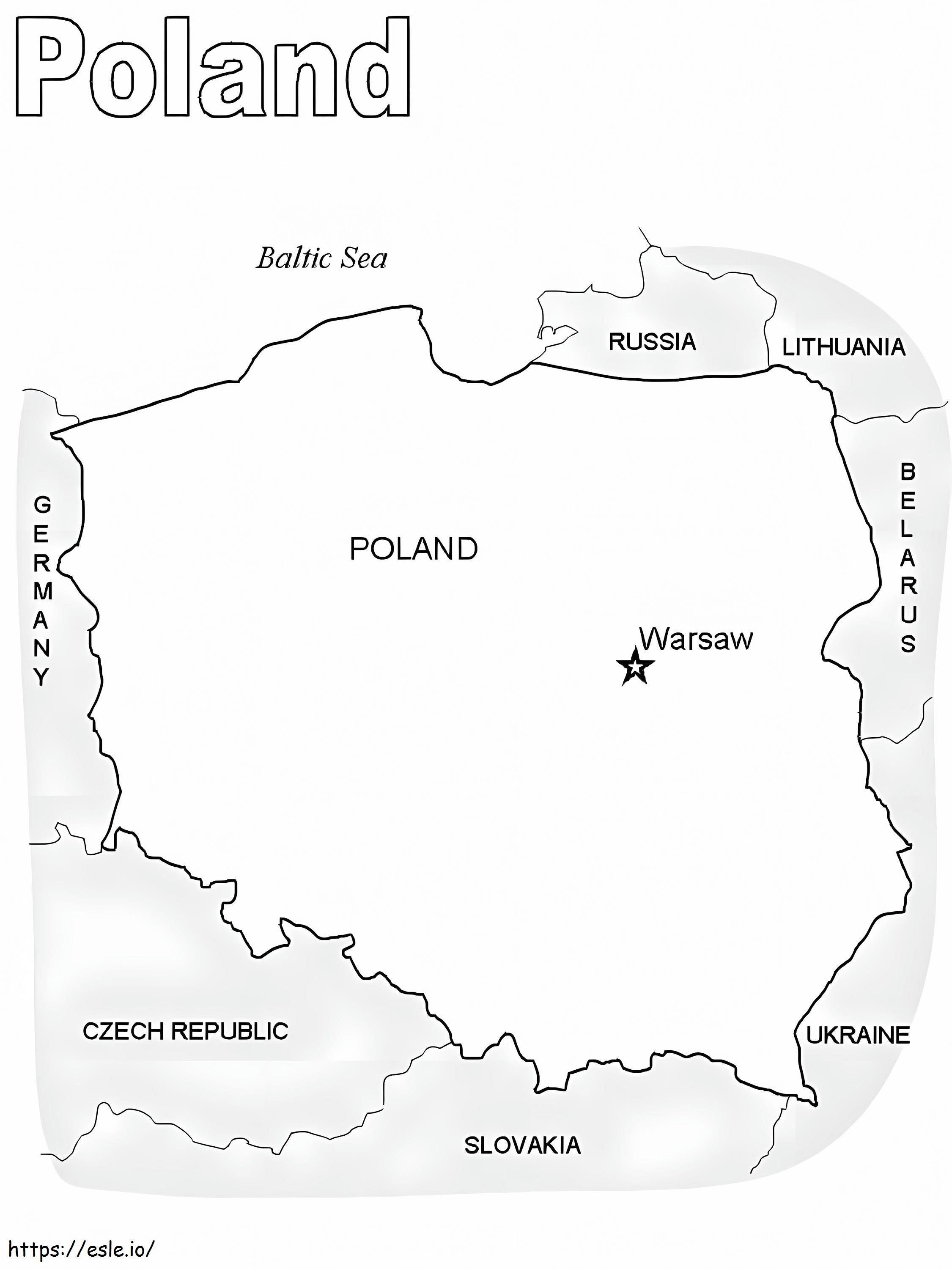 ポーランドの地図 ぬりえ - 塗り絵