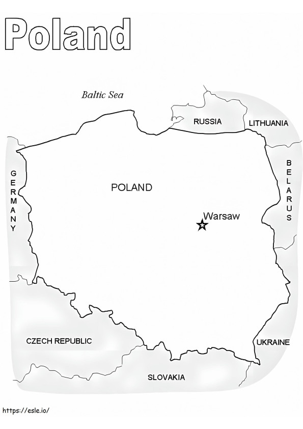 Mapa da Polônia para colorir