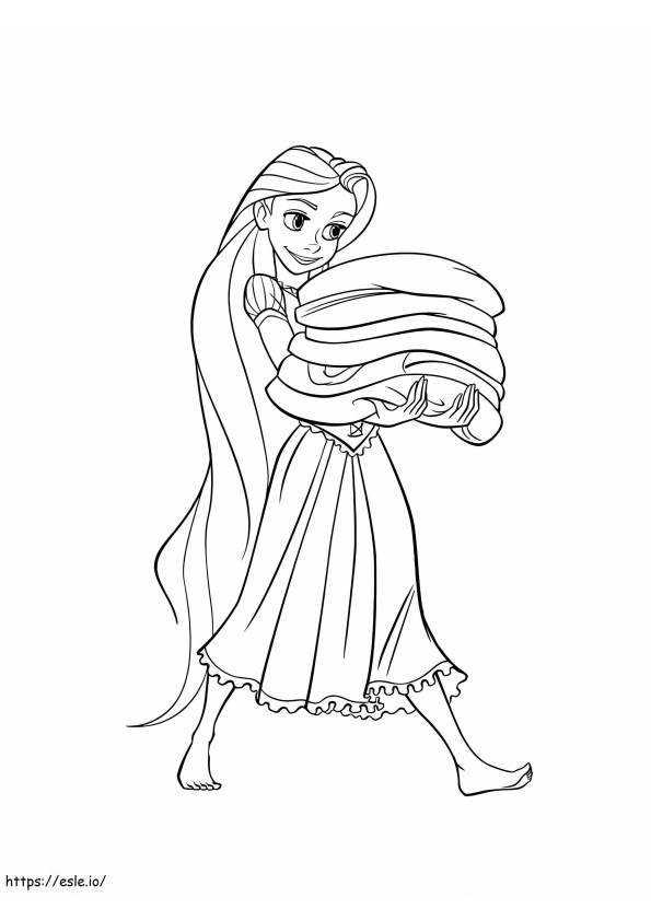 Rapunzel Holding Clothes coloring page