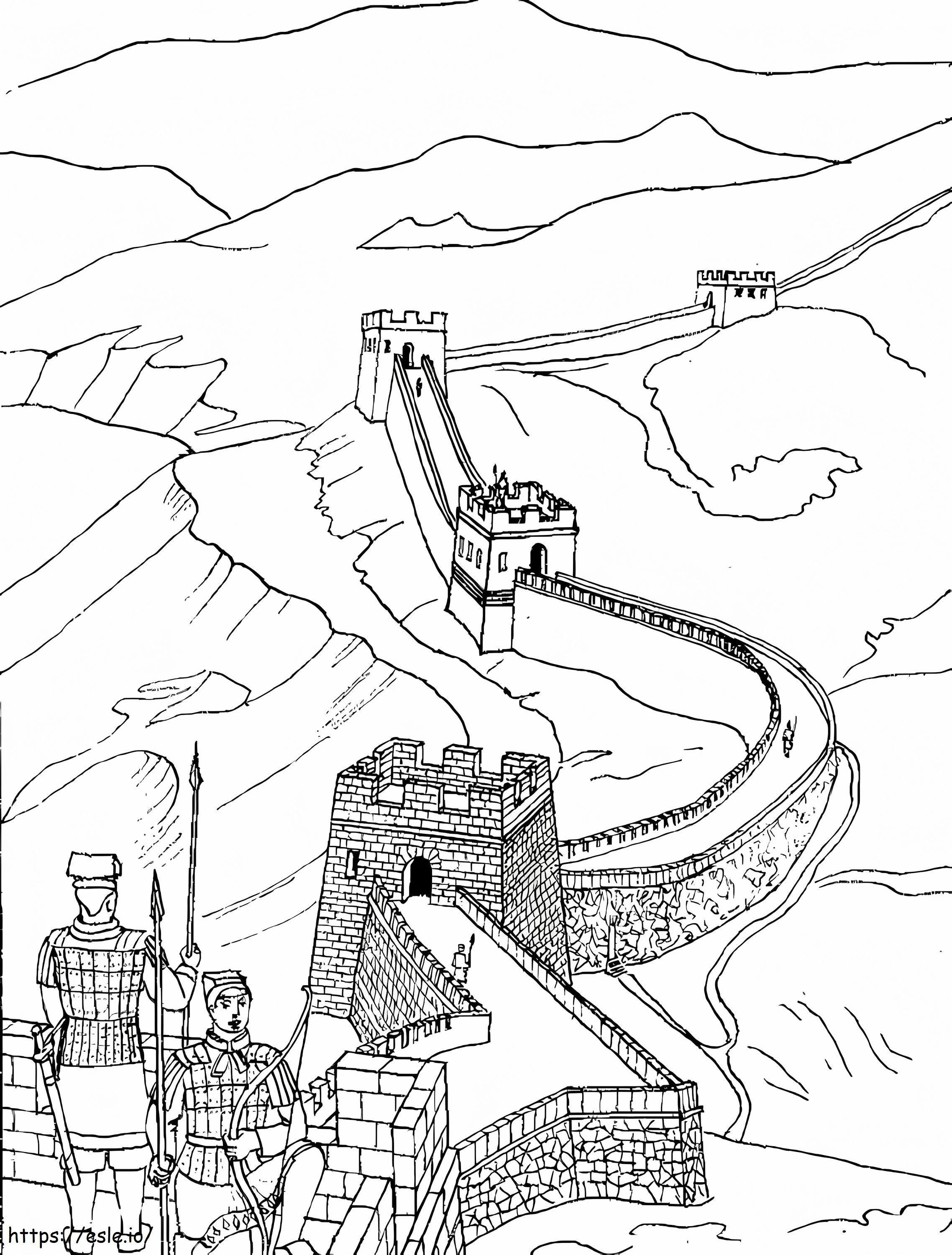 Kiinan muuri 6 värityskuva