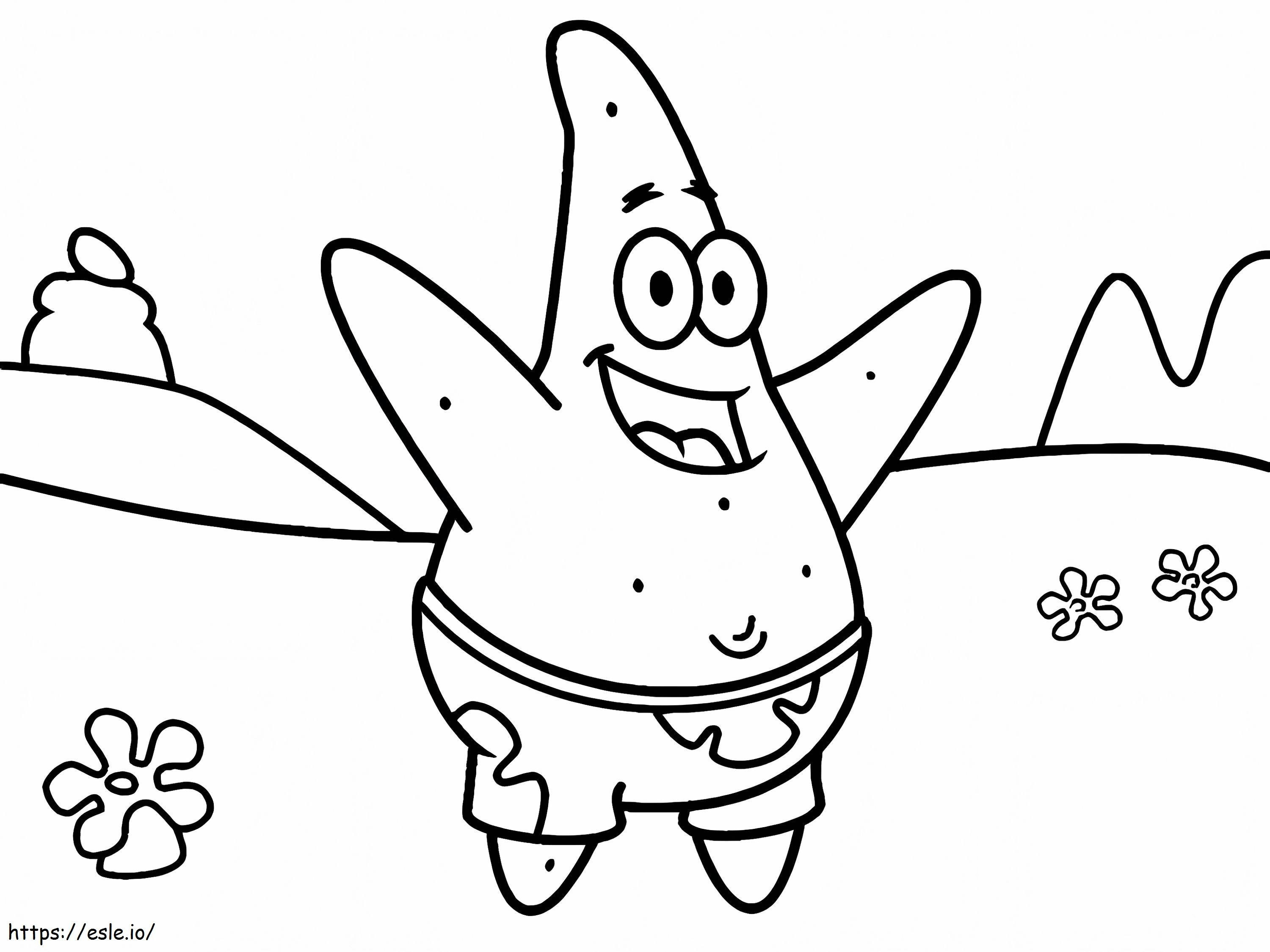 Happy Patrick Star On The Beach coloring page