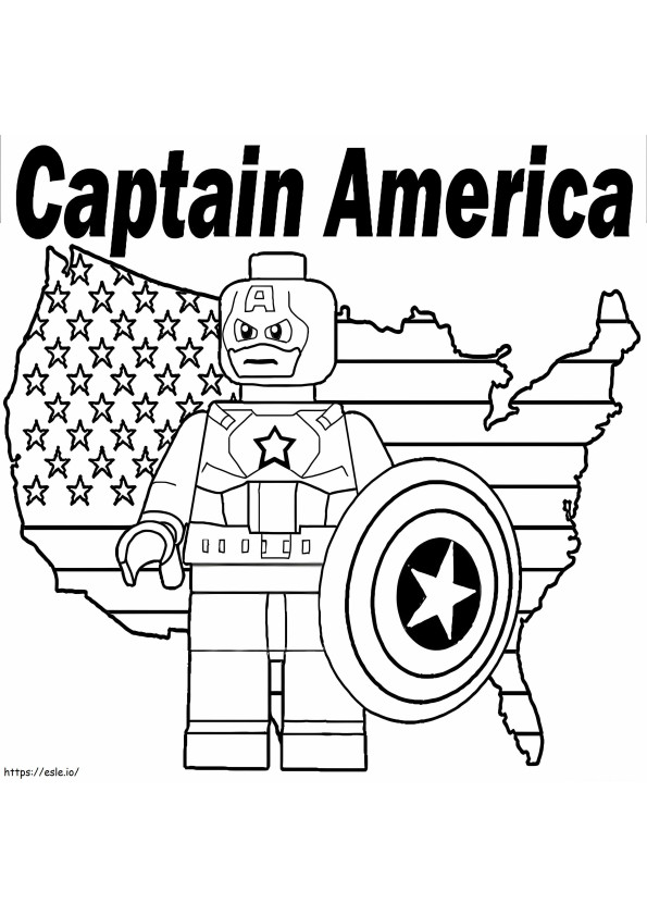 Lego Capitão América e bandeira americana para colorir