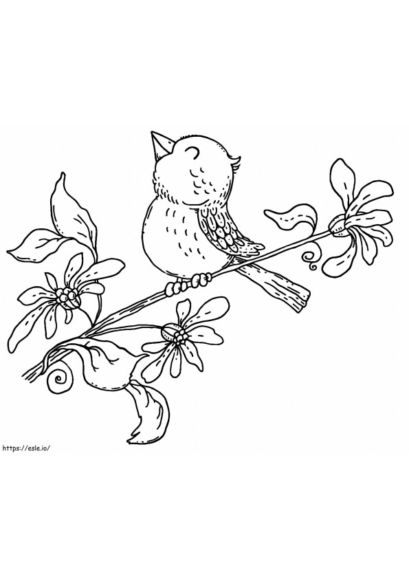 Coloriage Joyeux oiseau de printemps à imprimer dessin