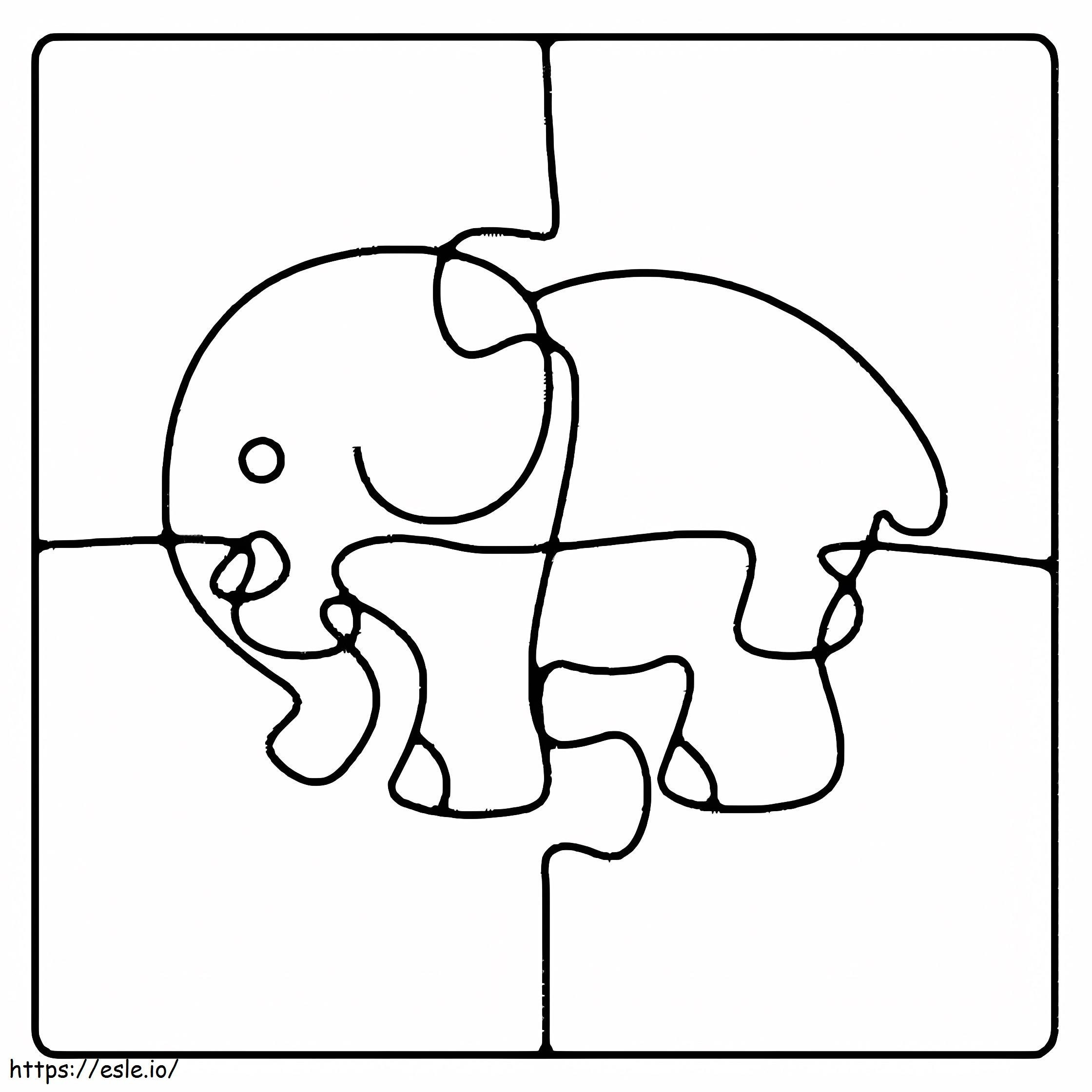 Puzzle dell'elefante da colorare