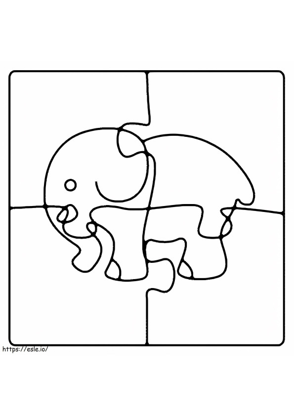 ゾウのパズル ぬりえ - 塗り絵
