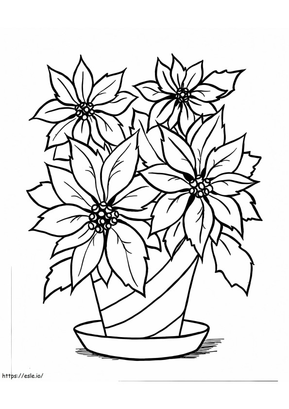 Coloriage Vase à fleurs de poinsettia à imprimer dessin