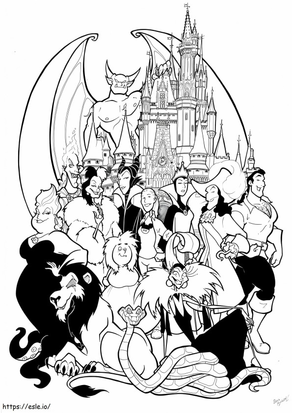 All The Disney Villains coloring page